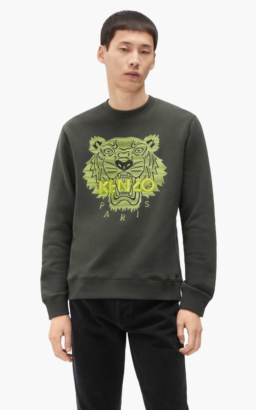 Kenzo Tiger Sweatshirt Herre - MørkeKhaki DK-239361